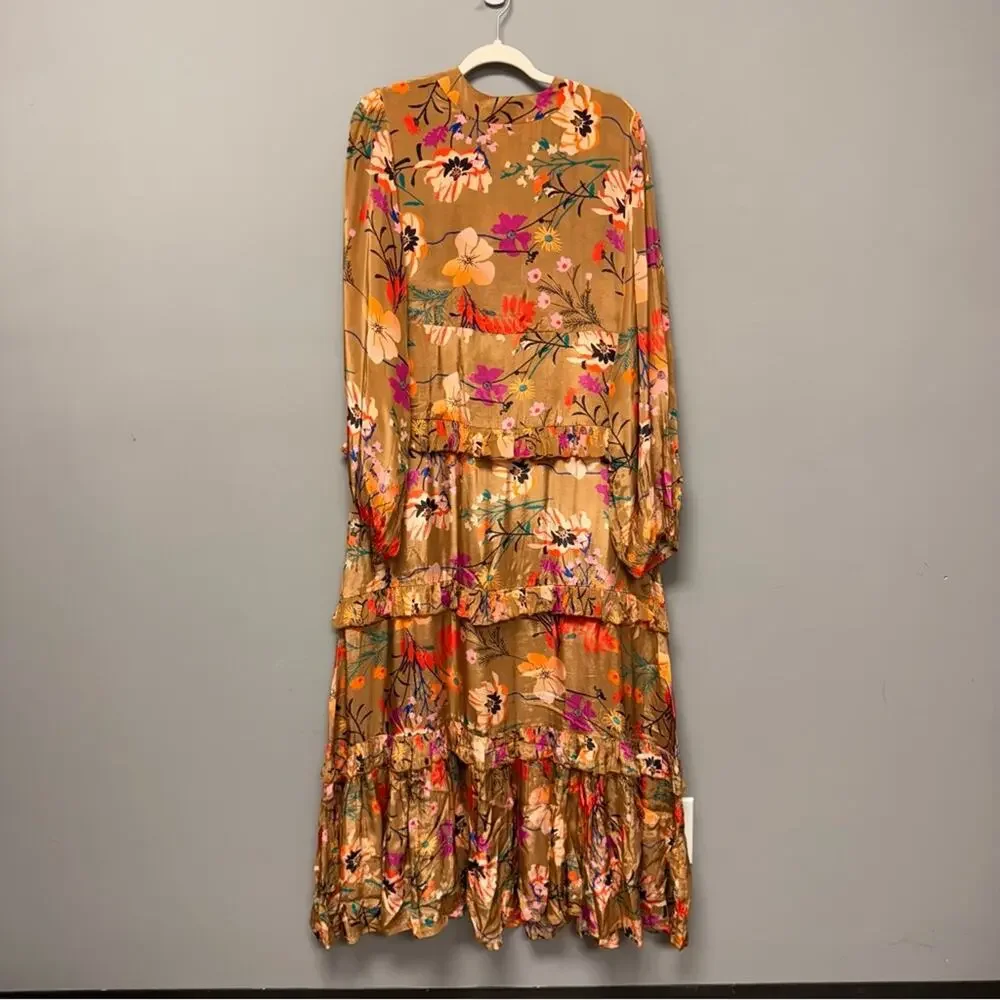 Oliphant Mock Neck Tiered Maxi Dress Woodland Mocha